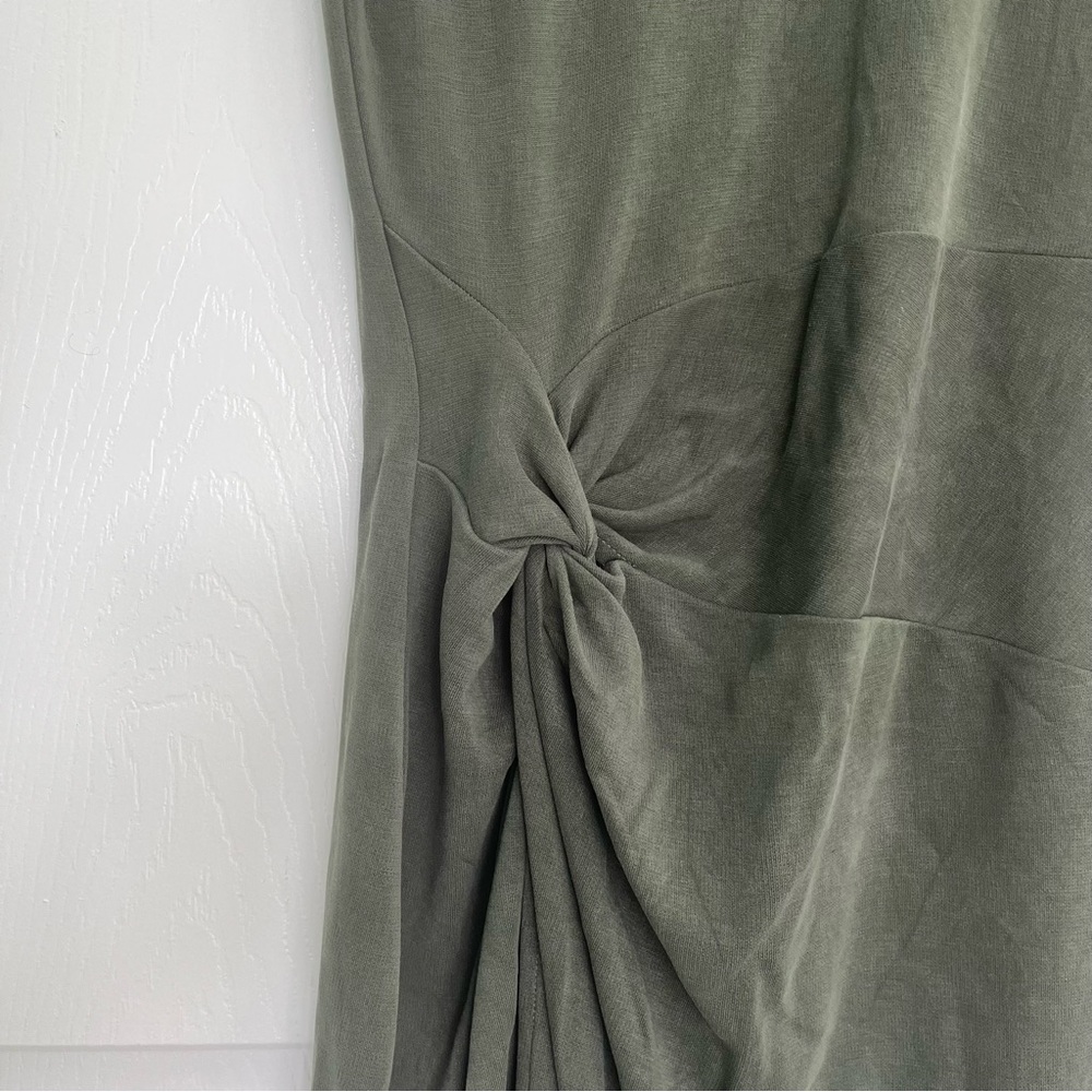 Abercrombie & Fitch Green Short Sleeve Faux Wrap Womens Fitted Sheath Midi Dress - Picture 4 of 13
